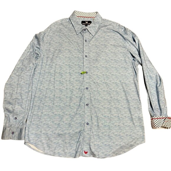 Butter Cloth Button Down Shirt 3XL Flip Cuff Long Sleeves Blue White Mens - Picture 1 of 7